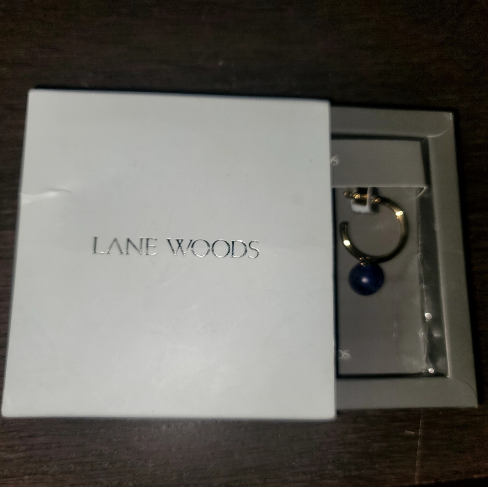 Lane Woods Gold S Earrings W/ Royal Blue Stones
